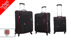 סט 3 מזוודות בד SWISS TRAVEL
