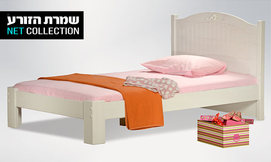 מיטת נוער מעץ מלא דגם שלגיה